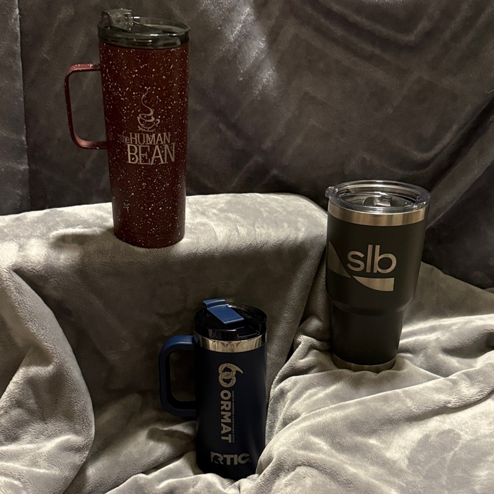 Assorted Insulated Travel Mugs - Red, Navy, Black